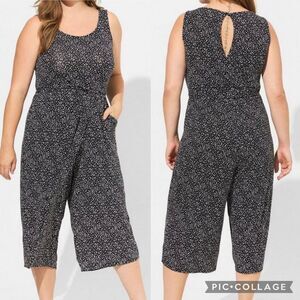 TORRID Super Soft Knit Jumpsuit Women's Size 2X 18/20 2 Black White Pockets